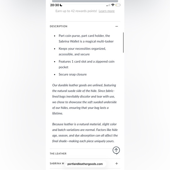 NWOT Portland Leather Sabrina Wallet- in nutmeg - Picture 4 of 7